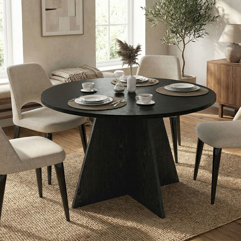 Τραπέζι Tailor Megapap χρώμα sencron black Ø120×75,7εκ.