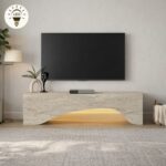 Έπιπλο τηλεόρασης Mara Megapap με LED χρώμα travertine 150×31,4×40εκ.