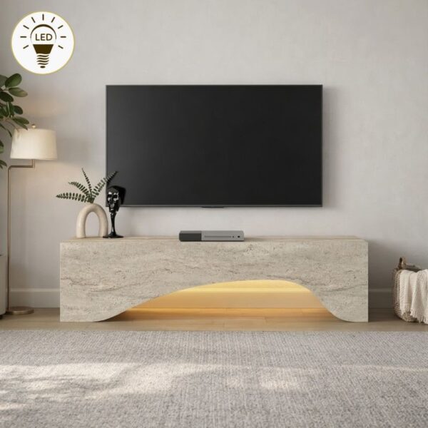 Έπιπλο τηλεόρασης Mara Megapap με LED χρώμα travertine 150×31,4×40εκ.