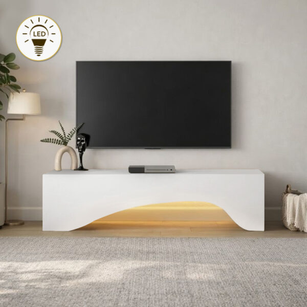 Έπιπλο τηλεόρασης Mara Megapap με LED χρώμα λευκό 150×31,4×40εκ.