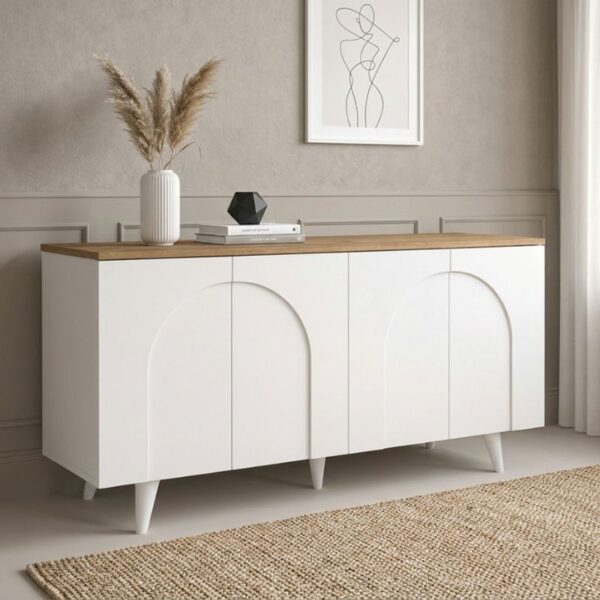 Μπουφές Bono Megapap χρώμα λευκό – sepet oak 150x45x74,6εκ.