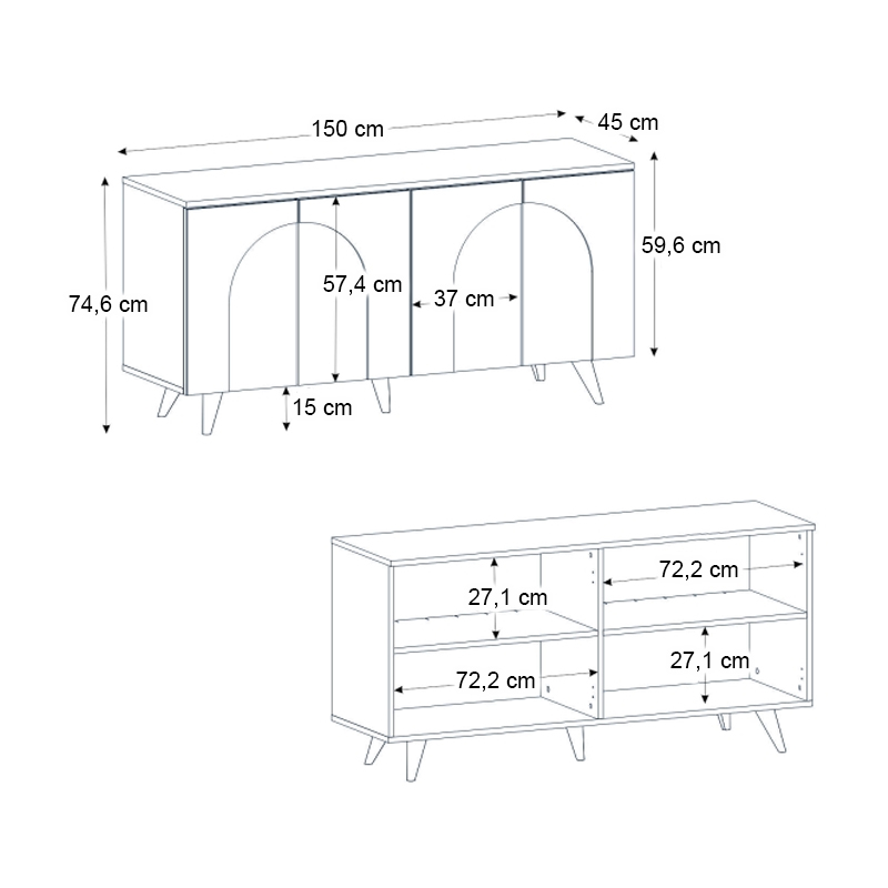 Μπουφές Bono Megapap χρώμα λευκό - sepet oak 150x45x74,6εκ. - Image 6