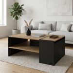 Τραπεζάκι σαλονιού Izia Megapap χρώμα sapphire oak – ανθρακί 110x60x45εκ.