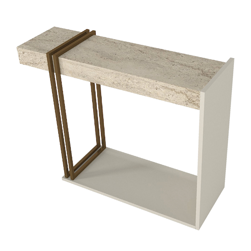 Κονσόλα Desca Megapap χρώμα travertine - sandstone - χρυσό 91,8x29,6x74,2εκ. - Image 7
