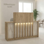 Γραφείο υποδοχής – reception Davis Megapap με LED χρώμα sepet oak – travertine 150×41,8×115εκ.