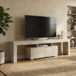 Έπιπλο τηλεόρασης Woodra Megapap χρώμα travertine 180×31,3×50,2εκ.
