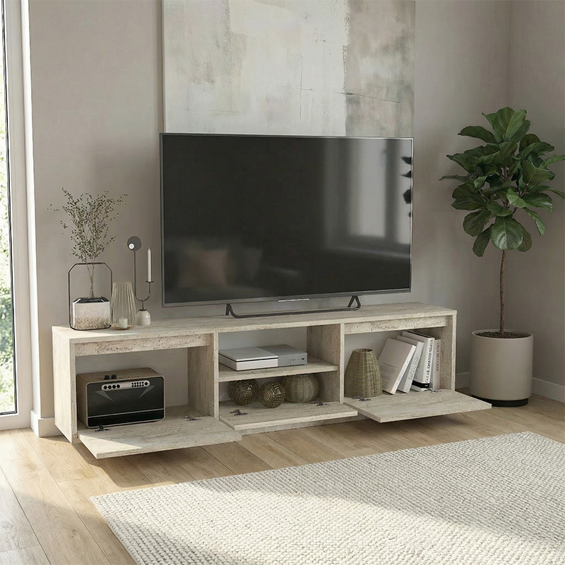 Έπιπλο τηλεόρασης Lumbera Megapap χρώμα travertine 160x29,5x42εκ. - Image 2