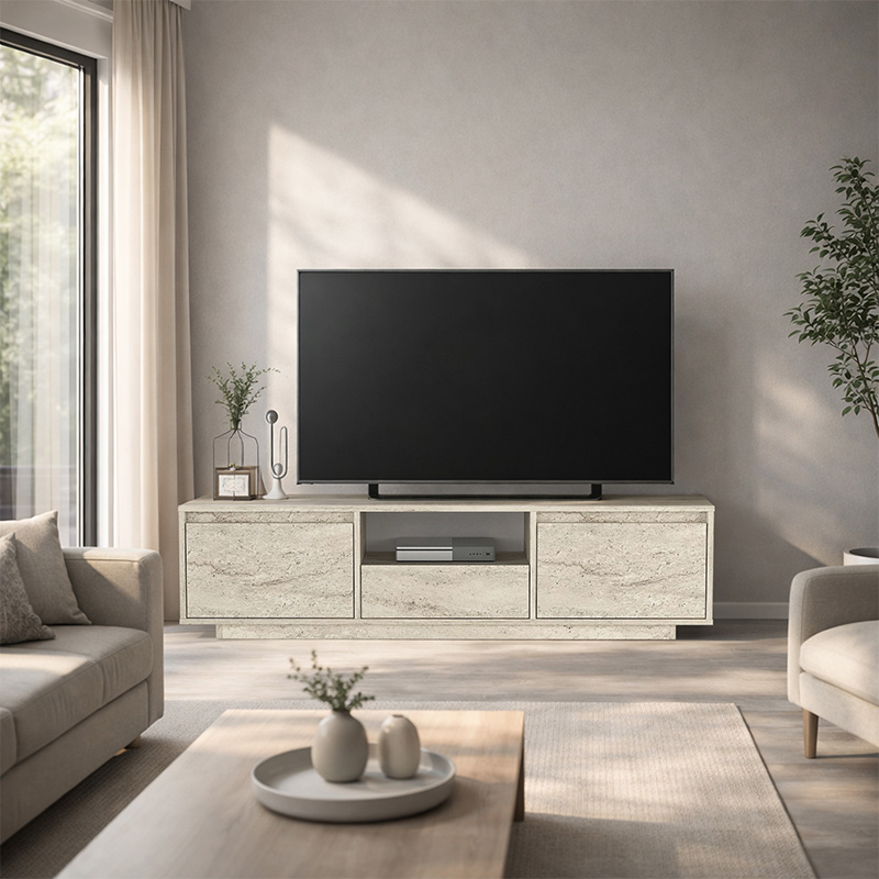 Έπιπλο τηλεόρασης Lumbera Megapap χρώμα travertine 160x29,5x42εκ. - Image 3