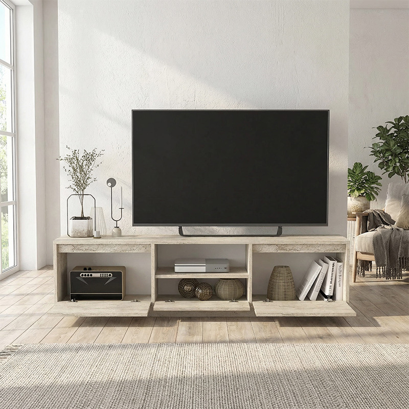Έπιπλο τηλεόρασης Lumbera Megapap χρώμα travertine 160x29,5x42εκ. - Image 5