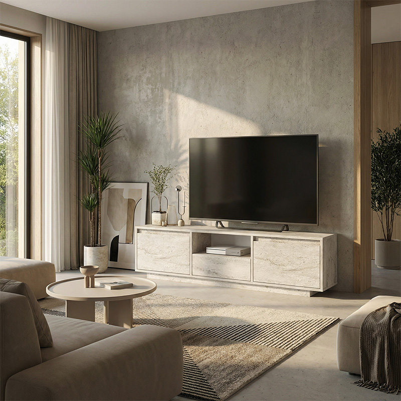 Έπιπλο τηλεόρασης Lumbera Megapap χρώμα travertine 160x29,5x42εκ. - Image 7