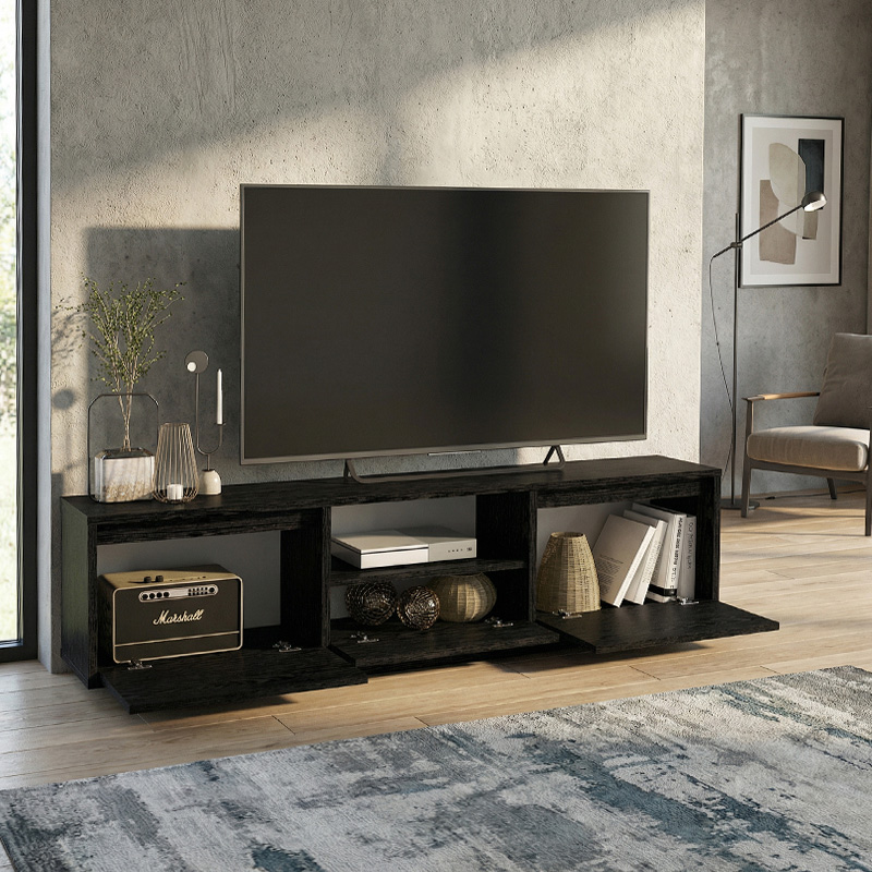 Έπιπλο τηλεόρασης Lumbera Megapap χρώμα sencron black 160x29,5x42εκ. - Image 2