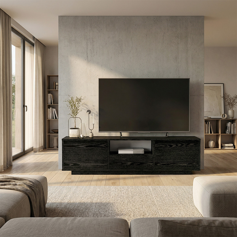 Έπιπλο τηλεόρασης Lumbera Megapap χρώμα sencron black 160x29,5x42εκ. - Image 3