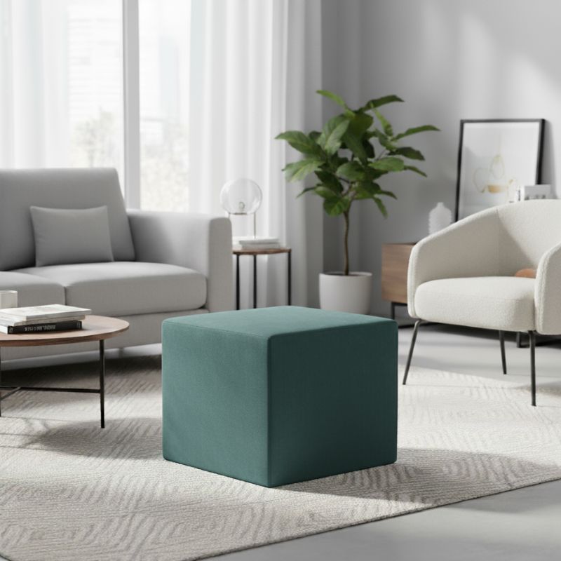 Σκαμπώ April Megapap βελούδινο χρώμα κυπαρισσί 40x40x40εκ. - Image 2