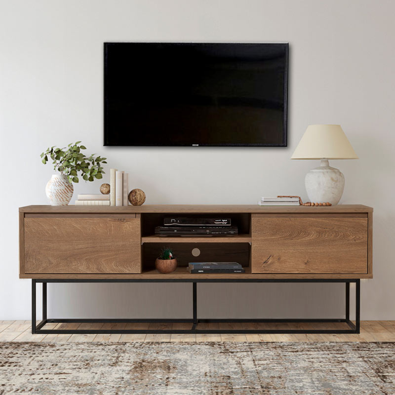 Έπιπλο τηλεόρασης Amedeo Megapap χρώμα καρυδί 140x40x50εκ.