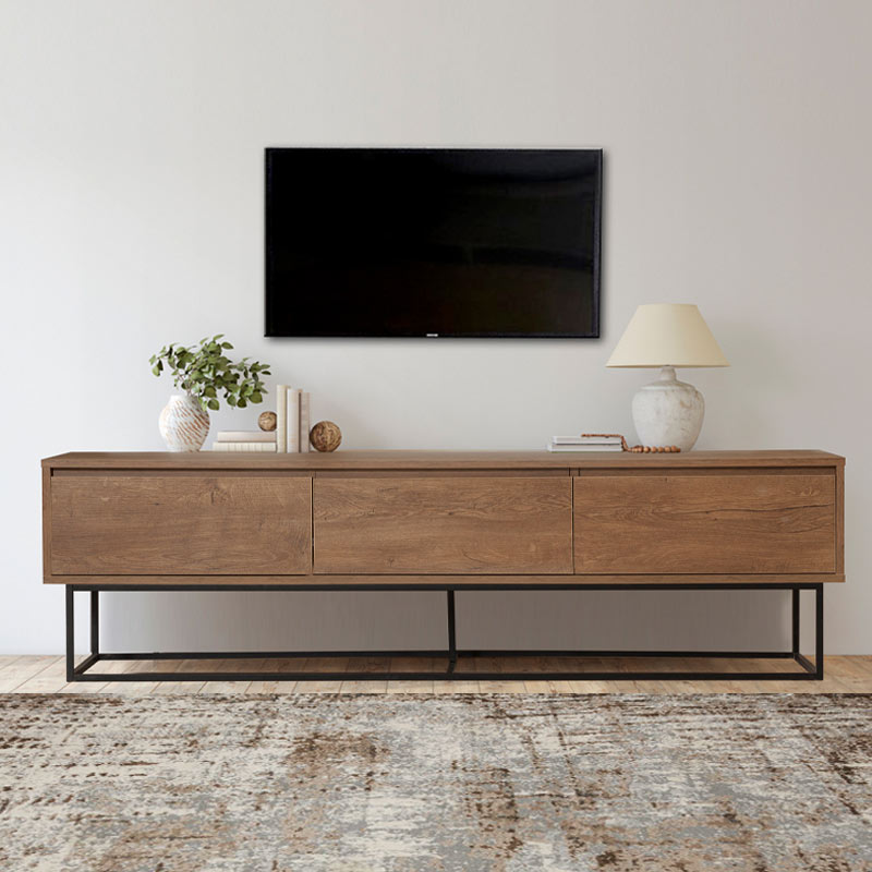 Έπιπλο τηλεόρασης Amedeo Megapap χρώμα καρυδί 180x40x50εκ.