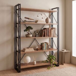 Βιβλιοθήκη Atlas Megapap χρώμα antlantic pine - μαύρο 130x35x180εκ.
