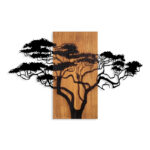 Διακοσμητικό τοίχου Acacia Tree Megapap ξύλινο – μεταλλικό χρώμα καρυδί – μαύρο 90x3x58εκ.