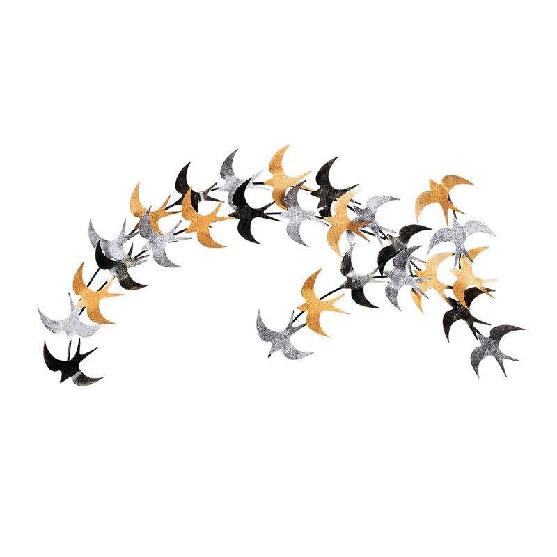 Διακοσμητικό τοίχου Birds Megapap μεταλλικό χρώμα μαύρο – bronze – ασημί 137×62εκ.