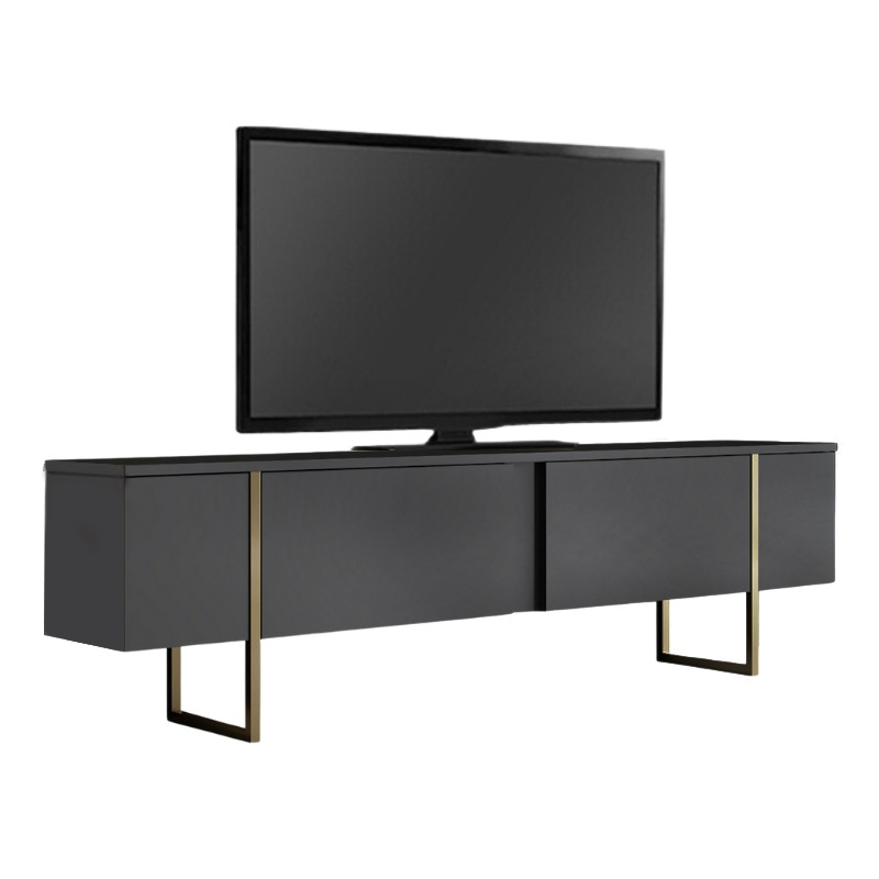 Έπιπλο τηλεόρασης Luxe Megapap χρώμα ανθρακί – χρυσό 180x30x50εκ.