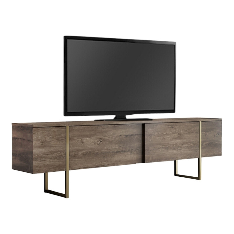 Έπιπλο τηλεόρασης Luxe Megapap χρώμα καρυδί – χρυσό 180x30x50εκ.