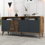 Μπουφές Milan Megapap χρώμα καρυδί – ανθρακί 180x35x78,6εκ.