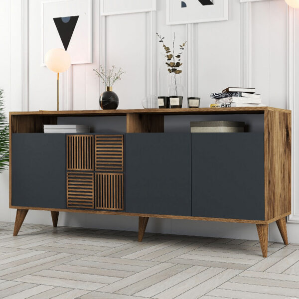Μπουφές Milan Megapap χρώμα καρυδί – ανθρακί 180x35x78,6εκ.