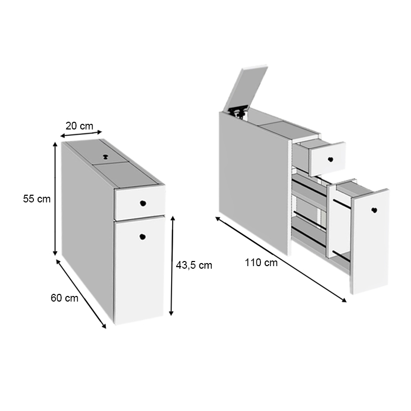Ντουλάπι μπάνιου Calencia Megapap χρώμα λευκό 20x60x55εκ. - Image 4