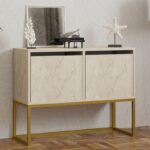 Κονσόλα – Μπουφές Zermat Megapap χρώμα μπεζ travertine – χρυσό 90x34x70εκ.