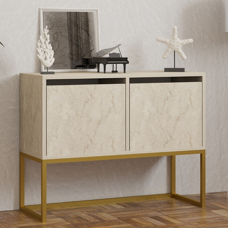 Κονσόλα – Μπουφές Zermat Megapap χρώμα μπεζ travertine – χρυσό 90x34x70εκ.