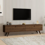 Έπιπλο τηλεόρασης Paris Megapap χρώμα καρυδί 160x25x35εκ.