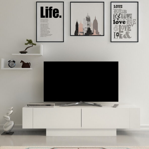 Έπιπλο τηλεόρασης Matera Megapap χρώμα λευκό 150×31,5×41,6εκ.