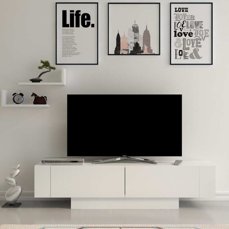Έπιπλο τηλεόρασης Matera Megapap χρώμα λευκό 150×31,5×41,6εκ.