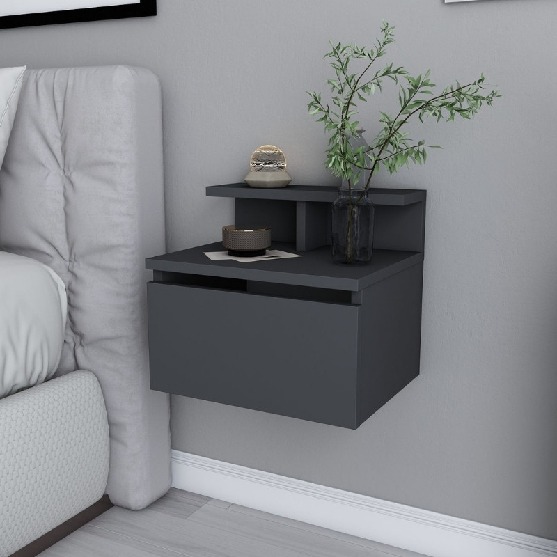 Κομοδίνο επιτοίχιο Arsen Megapap χρώμα ανθρακί 39,8×31,9×35εκ.