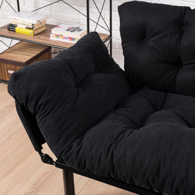 Καναπές - κρεβάτι Nitta Megapap διθέσιος υφασμάτινος χρώμα μαύρο 155x70x85εκ. - Image 7