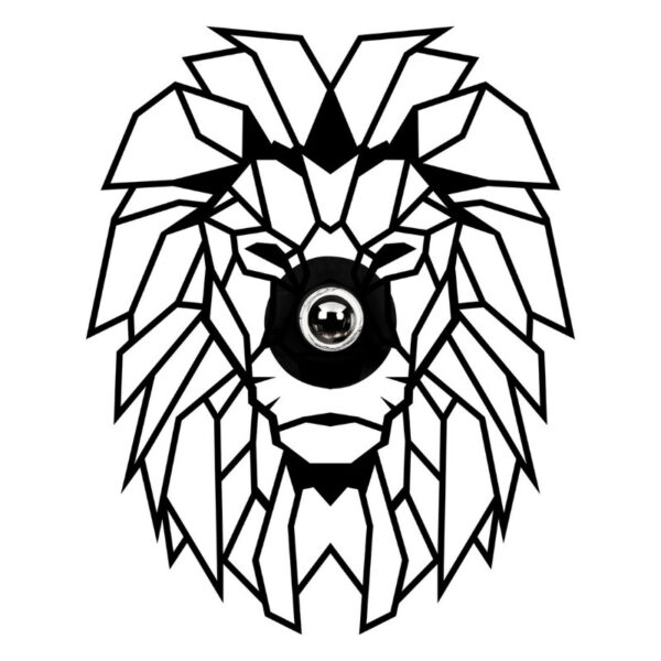 Απλίκα τοίχου Lion Megapap E27 MDF χρώμα μαύρο 39x12x49εκ.