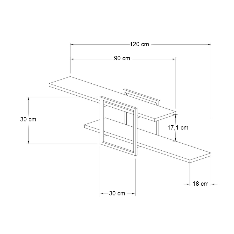 Ραφιέρα τοίχου Mone Megapap χρώμα λευκό - μαύρο 120x18x30εκ. - Image 4