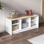 Παπουτσοθήκη London Megapap χρώμα λευκό – sapphire oak 100x35x40εκ.