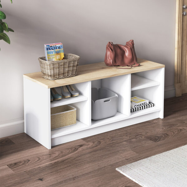 Παπουτσοθήκη London Megapap χρώμα λευκό – sapphire oak 100x35x40εκ.