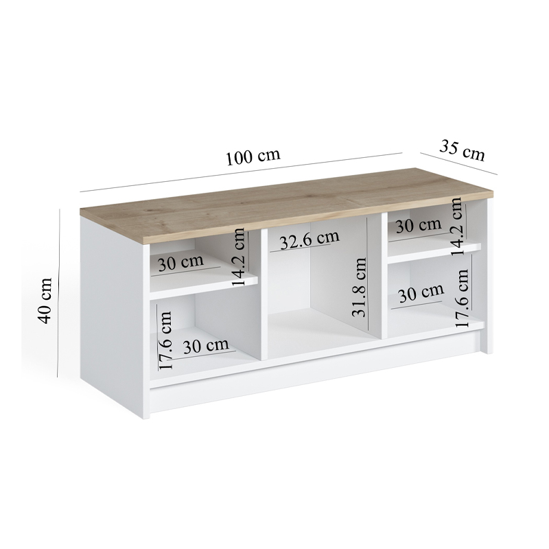Παπουτσοθήκη London Megapap χρώμα λευκό - sapphire oak 100x35x40εκ. - Image 4