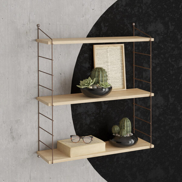 Ραφιέρα τοίχου Armoni Megapap χρώμα sapphire oak – καφέ μέταλλο 72x20x85εκ.