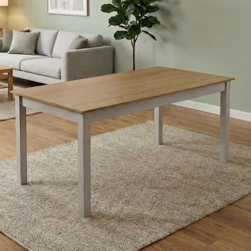 Τραπέζι Fira Megapap χρώμα λευκό - φυσικό οξιάς 180x90x78εκ. - Image 2