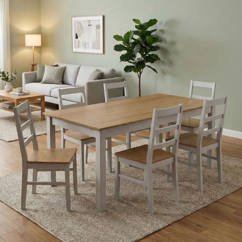 Τραπέζι Fira Megapap χρώμα λευκό - φυσικό οξιάς 180x90x78εκ. - Image 3