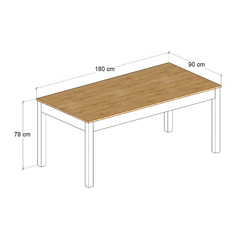 Τραπέζι Fira Megapap χρώμα λευκό - φυσικό οξιάς 180x90x78εκ. - Image 7