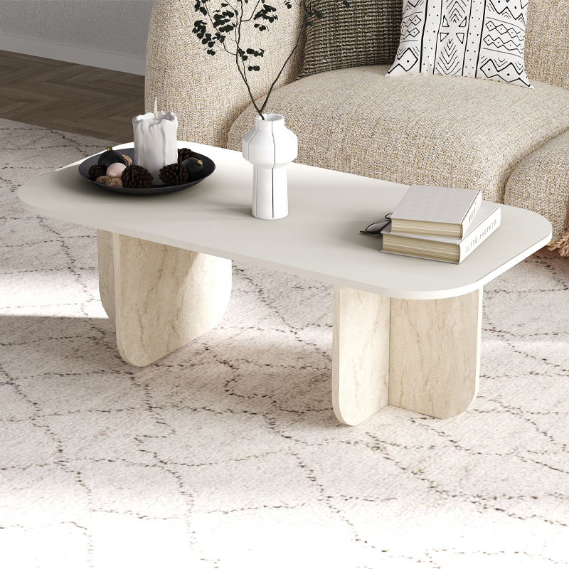 Τραπεζάκι σαλονιού Becaj Megapap χρώμα sandstone – travertine 120x60x41,4εκ.