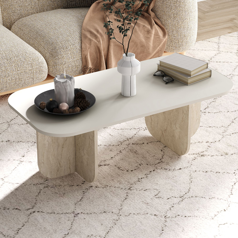 Τραπεζάκι σαλονιού Becaj Megapap χρώμα sandstone - travertine 120x60x41,4εκ. - Image 2