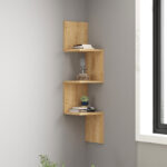 Ραφιέρα τοίχου γωνιακή Zikzak Megapap χρώμα sapphire oak 25x25x105,4εκ.
