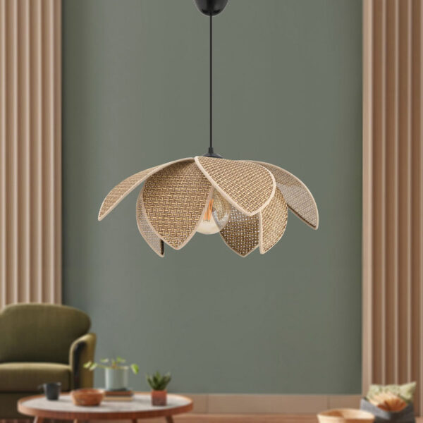 Φωτιστικό οροφής Magnolia Megapap E27 ύφασμα PVC μονόφωτο χρώμα μπεζ Ø40×55εκ.