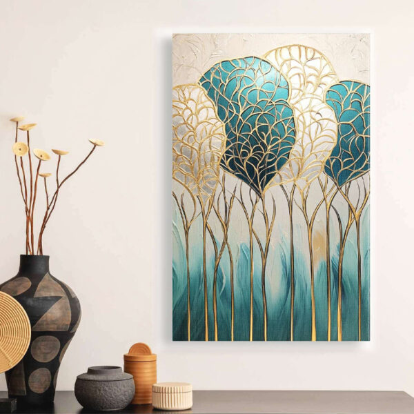 Πίνακας σε καμβά “Golden Leaves” Megapap ψηφιακής εκτύπωσης 70x100x3εκ.