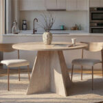 Τραπέζι Virela Megapap χρώμα travertine Ø120×75εκ.