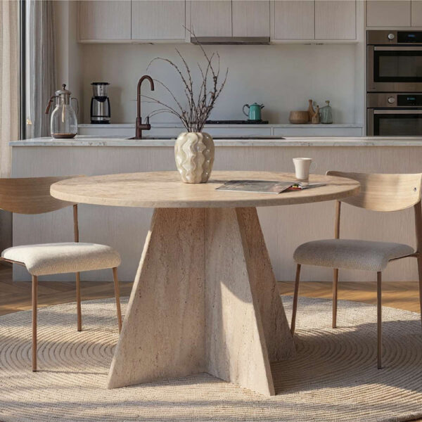 Τραπέζι Virela Megapap χρώμα travertine Ø120×75εκ.
